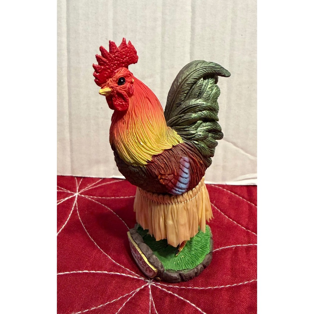 Ron Jon Surf Shop Hawaiian Hula Rooster Figurine Tropical Decor